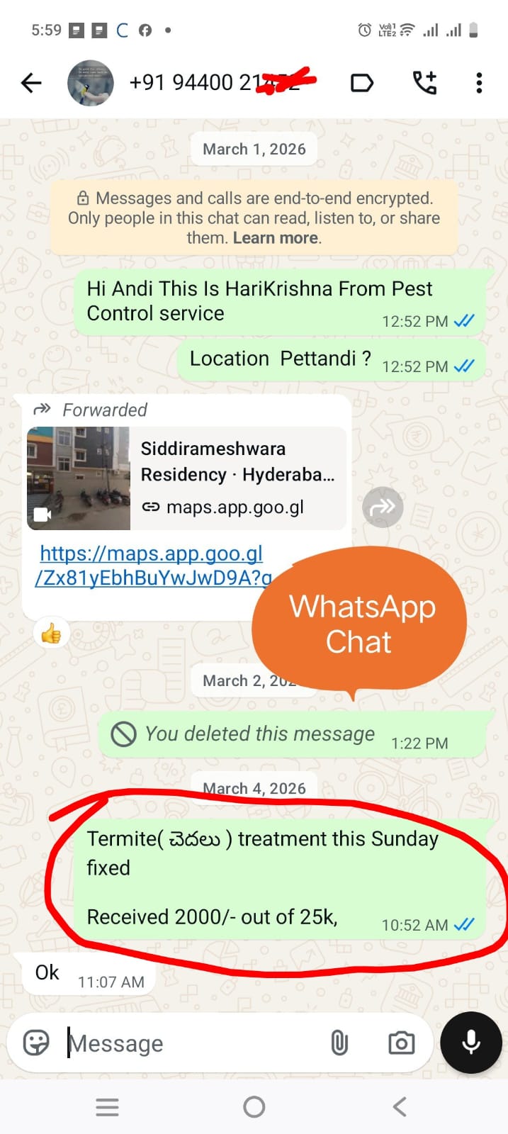 WhatsApp customer conversation 3