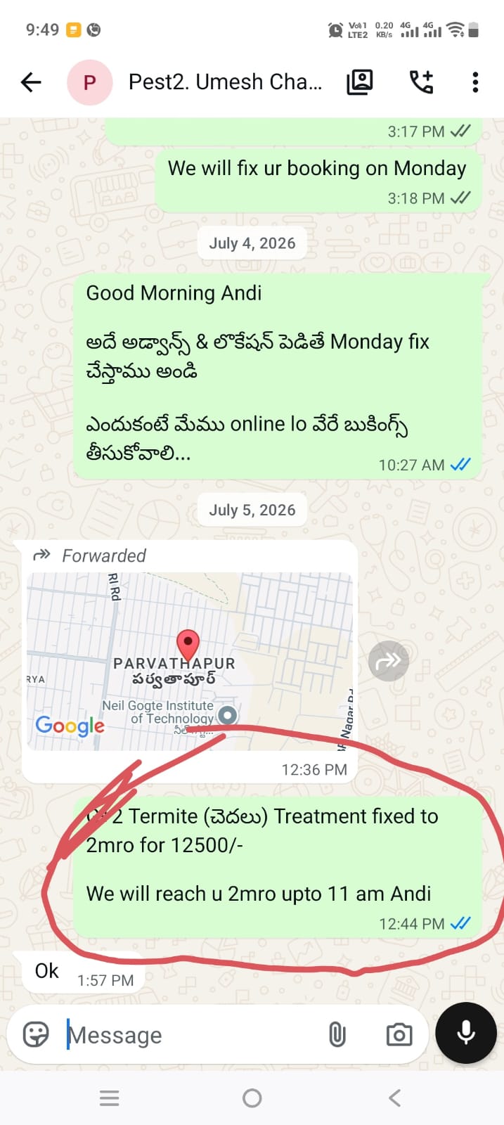 WhatsApp customer conversation 4