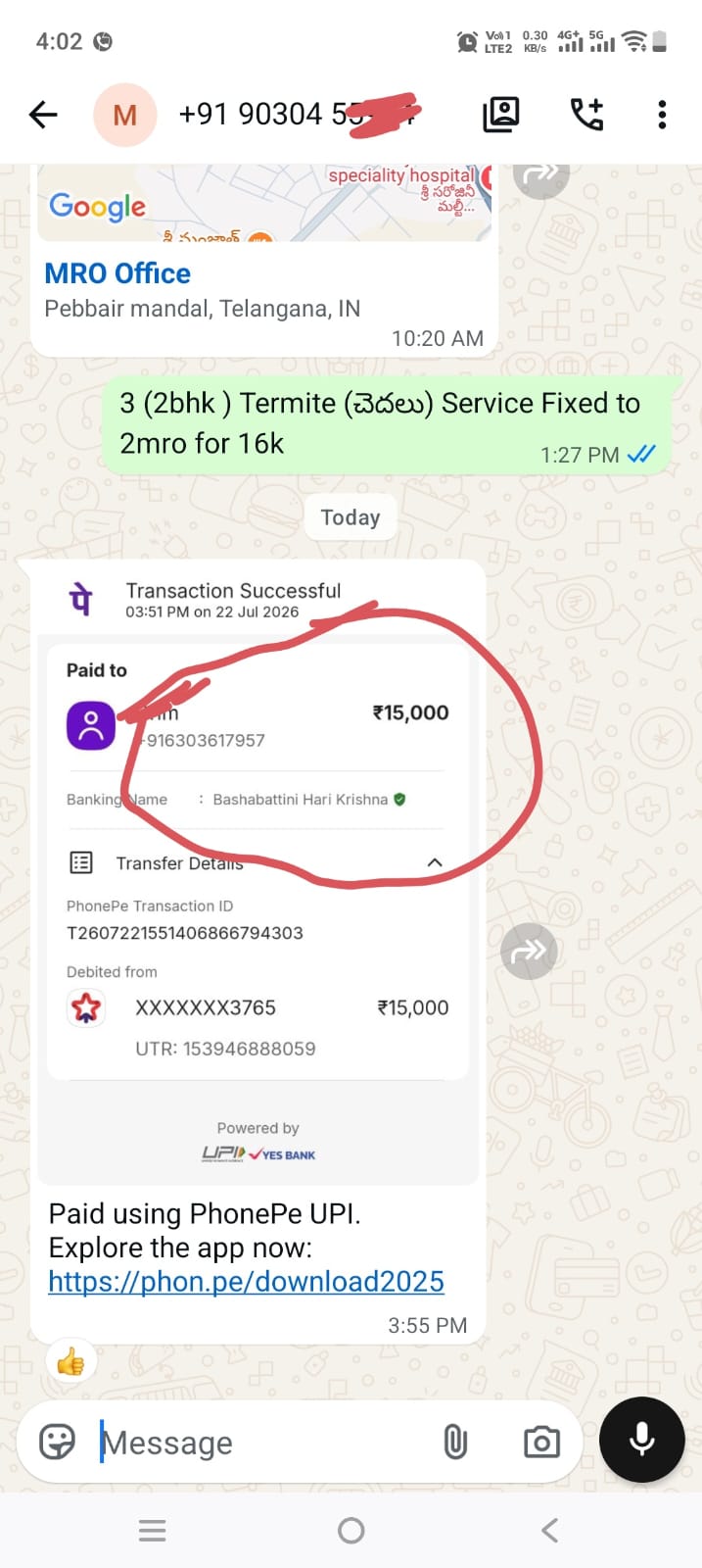 WhatsApp customer conversation 2